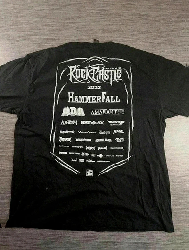 T-shirt Gildan noir Rock Castle Open Air 2023 HammerFall u.d.o Amaranthe métal hardrock taille Xl – Gildan – taille XL 2