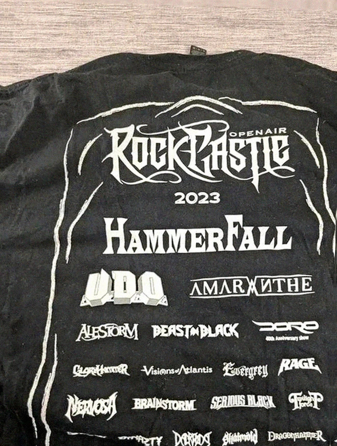 T-shirt Gildan noir Rock Castle Open Air 2023 HammerFall u.d.o Amaranthe métal hardrock taille Xl – Gildan – taille XL 5