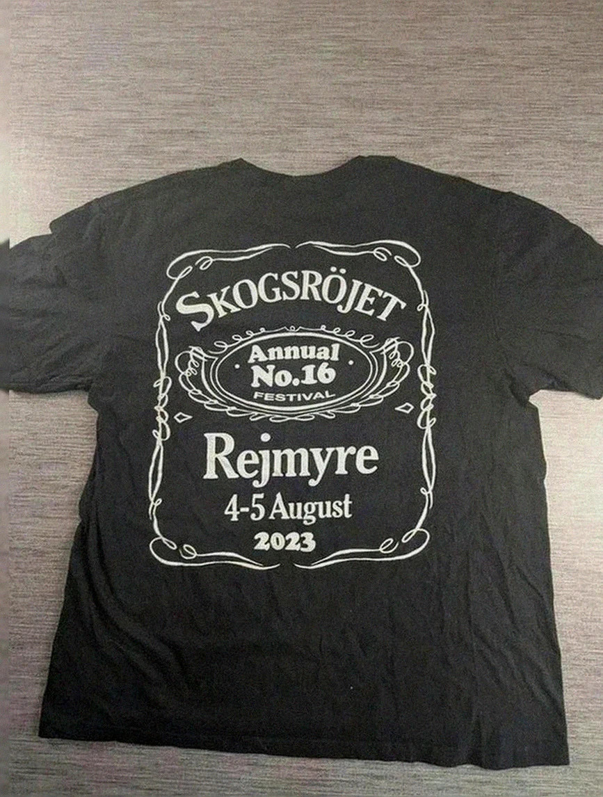 T-shirt noir Skogsröjet 2023 merch design guitares Vip vibe festival rock metal Gildan taille L – Gildan – taille L 2