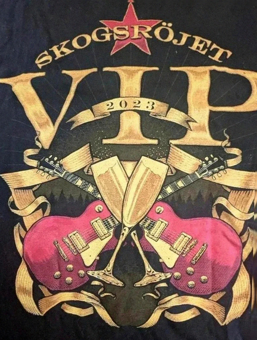 T-shirt noir Skogsröjet 2023 merch design guitares Vip vibe festival rock metal Gildan taille L – Gildan – taille L 3