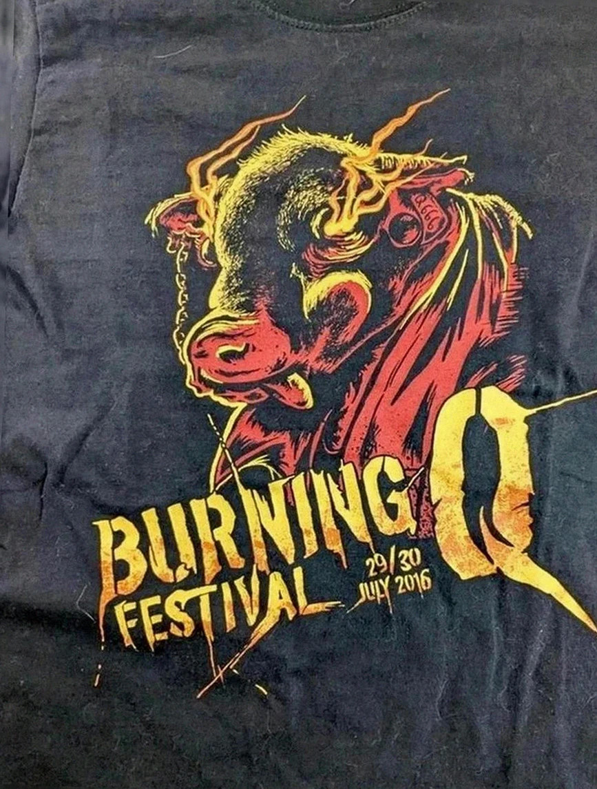 T-shirt merch Burning Q Festival 2016 noir print hardcore metal hard rock Fruit of the Loom S/M – Fruit of the Loom – taille S 3