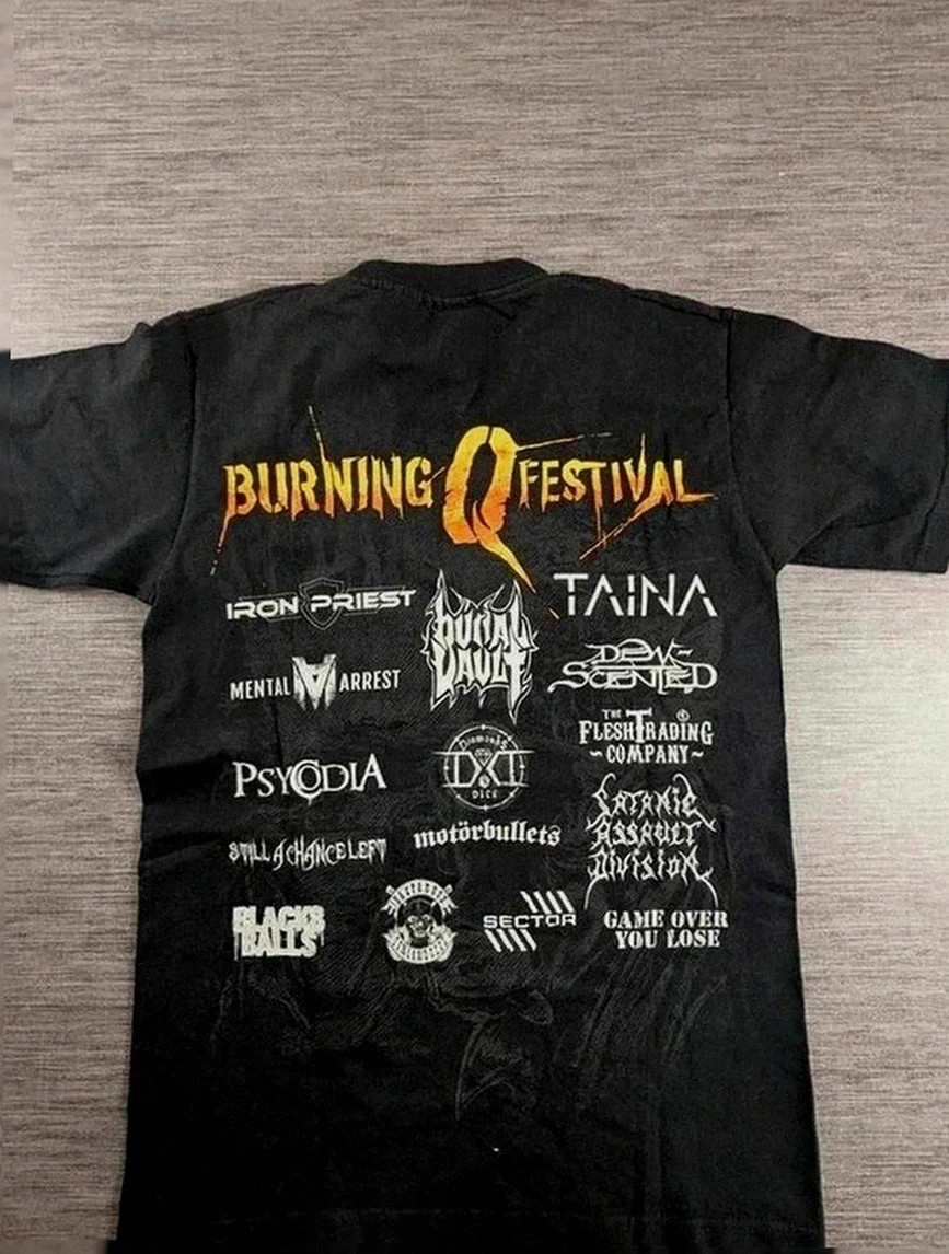 T-shirt merch Burning Q Festival 2016 noir print hardcore metal hard rock Fruit of the Loom S/M – Fruit of the Loom – taille S 2