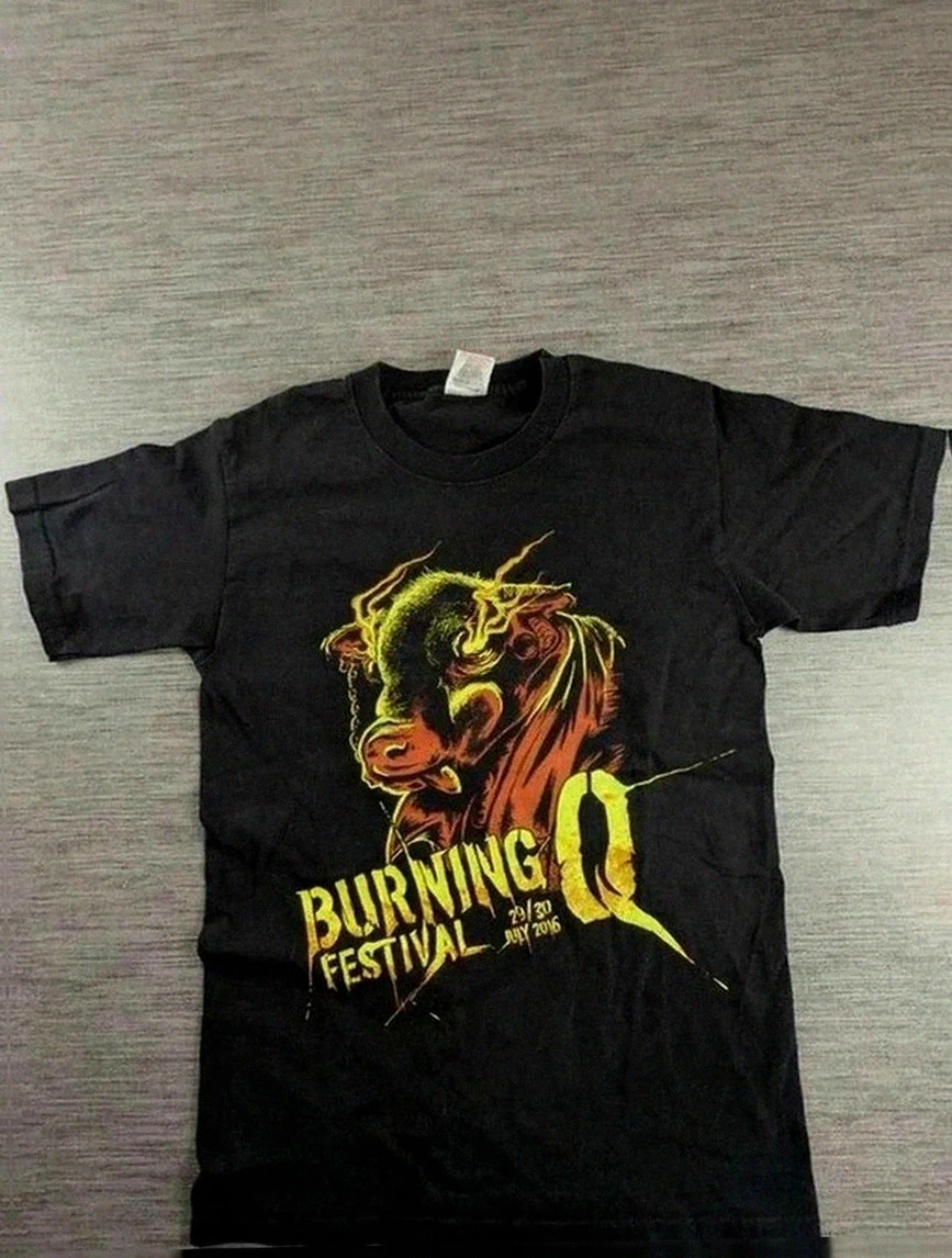 T-shirt merch Burning Q Festival 2016 noir print hardcore metal hard rock Fruit of the Loom S/M