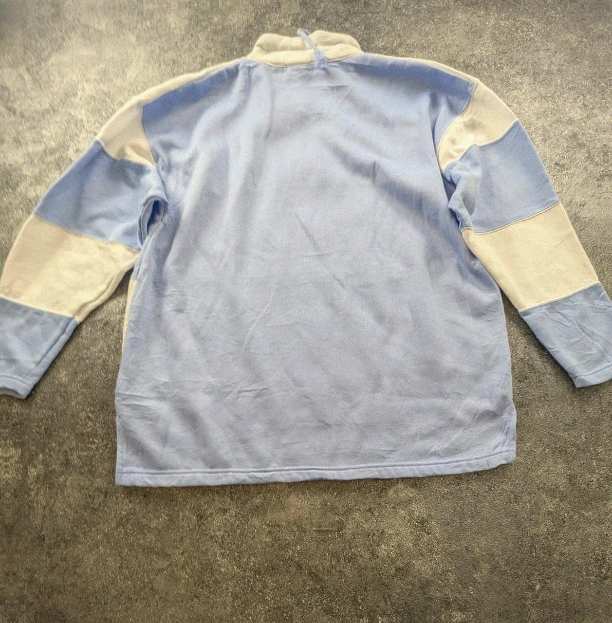 Sweat col zippé Jaclyn Smith L beige bleu vintage preppy old money – Jaclyn Smith – taille L / 40 / 12 2
