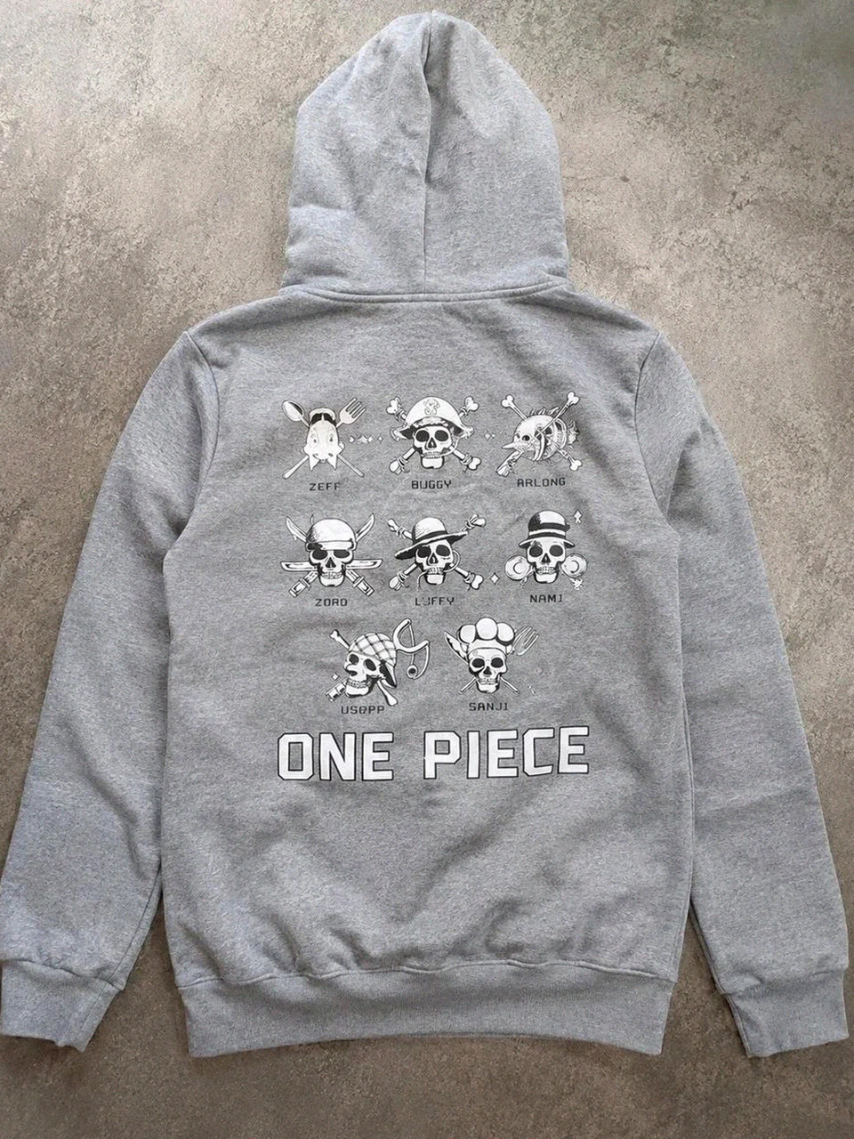 Sweat à capuche One Piece Netflix Xs gris – Mugiwara Luffy Zoro Nami manga anime