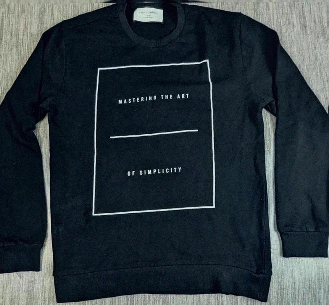 Zara Man – Sweat noir imprimé minimaliste taille M