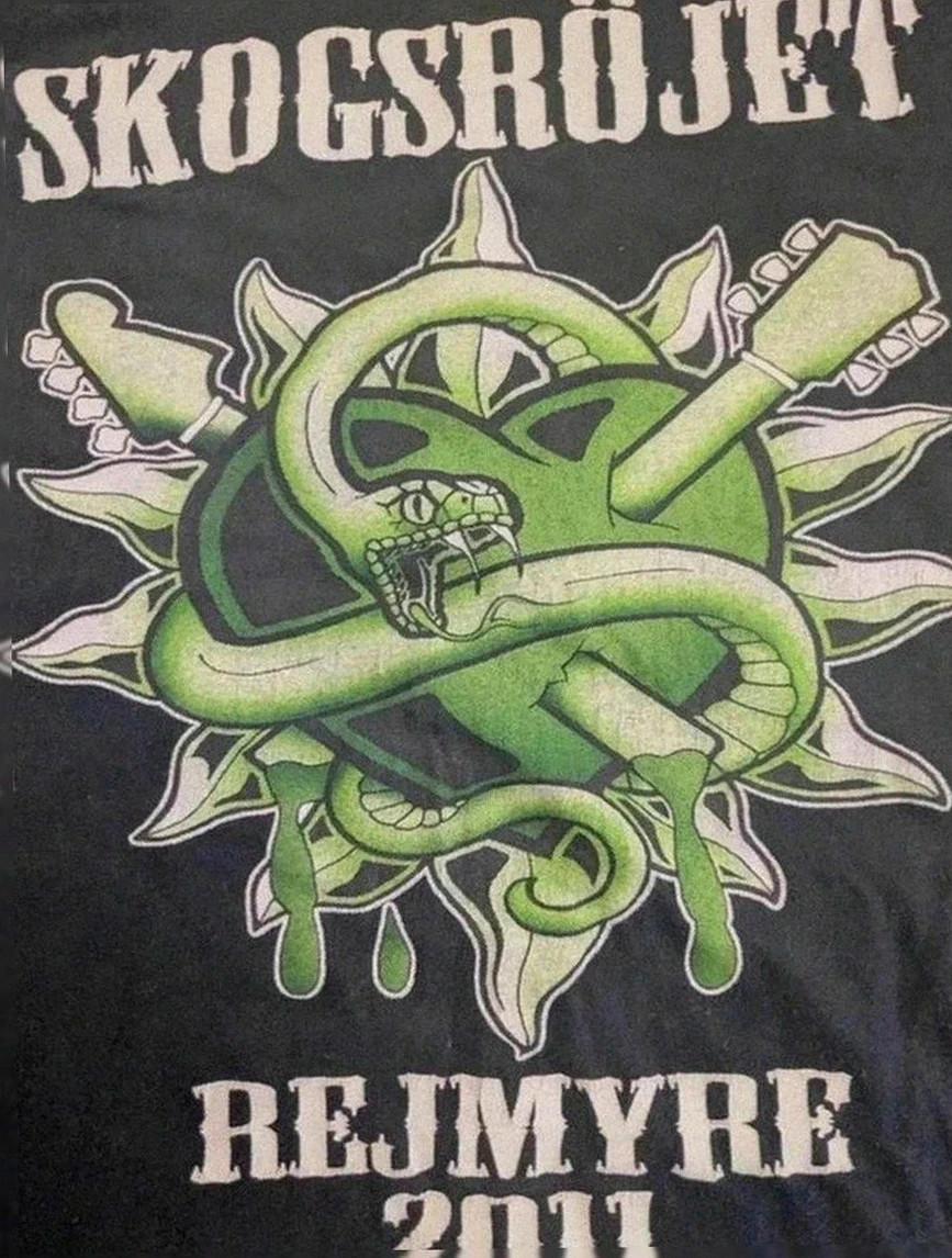 T-shirt Gildan noir Skogsröjet Rejmyre 2011 – merch festival metal hard rock taille M heart Snake – Gildan – taille M 3