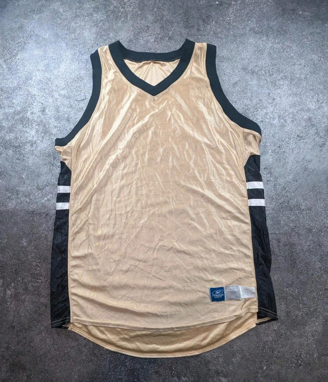 Maillot basketball Reebok gold noir mesh jersey vintage Y2K sport streetwear Xl