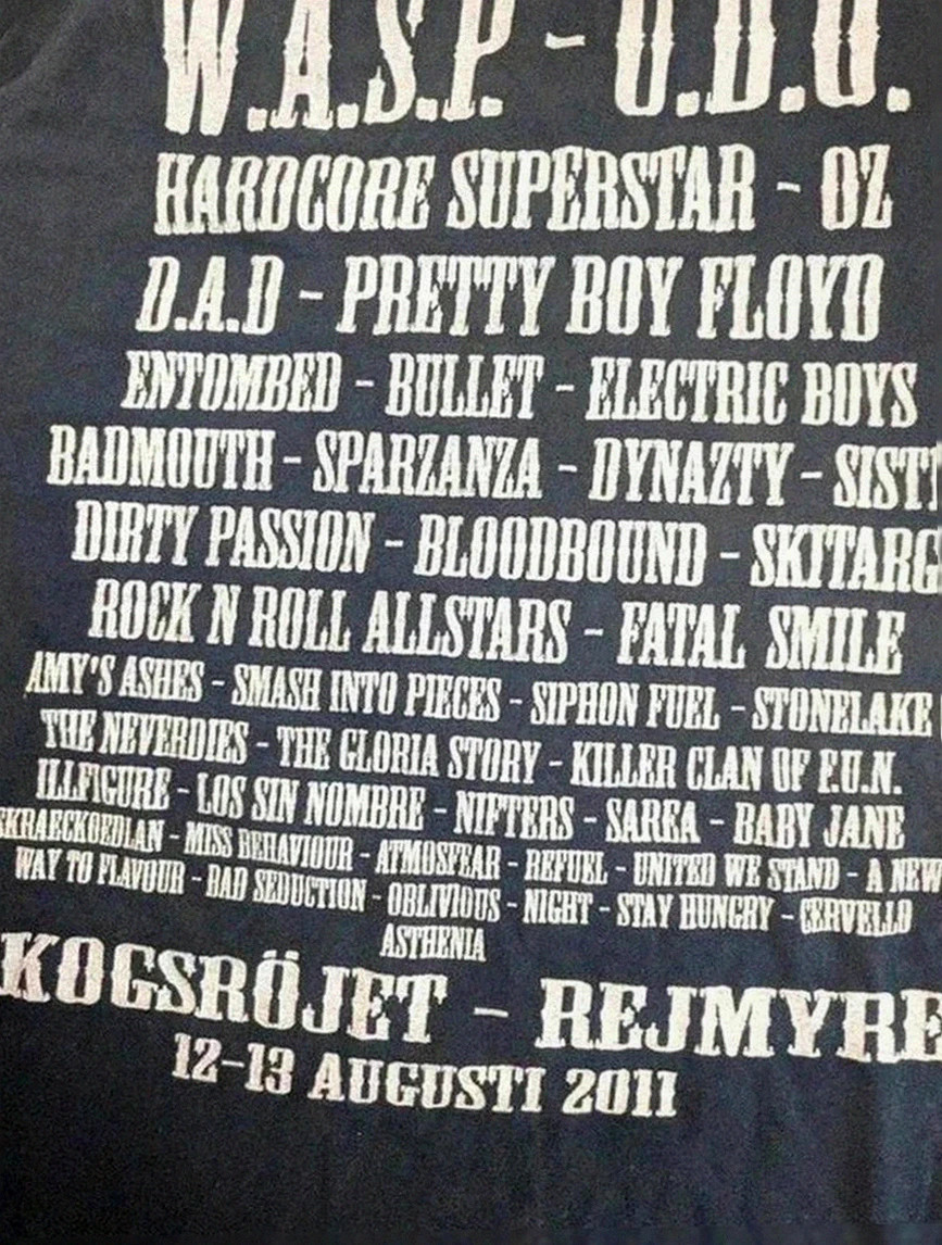 T-shirt Gildan noir Skogsröjet Rejmyre 2011 – merch festival metal hard rock taille M heart Snake – Gildan – taille M 4