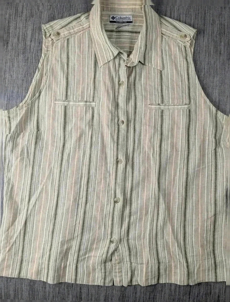 Chemisette sans manches Columbia rayée lin et coton – Taille S/M (sans étiquette)