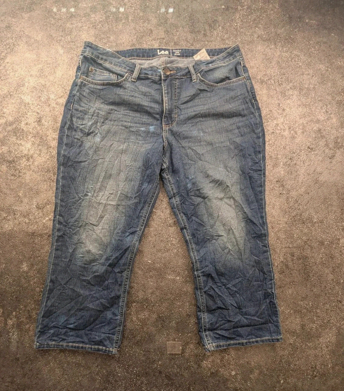 Pantacourt Lee regular fit capri mid rise jean denim bleu femme Fr 44/46 Y2K – Lee – taille XXL / 44 / 16 2