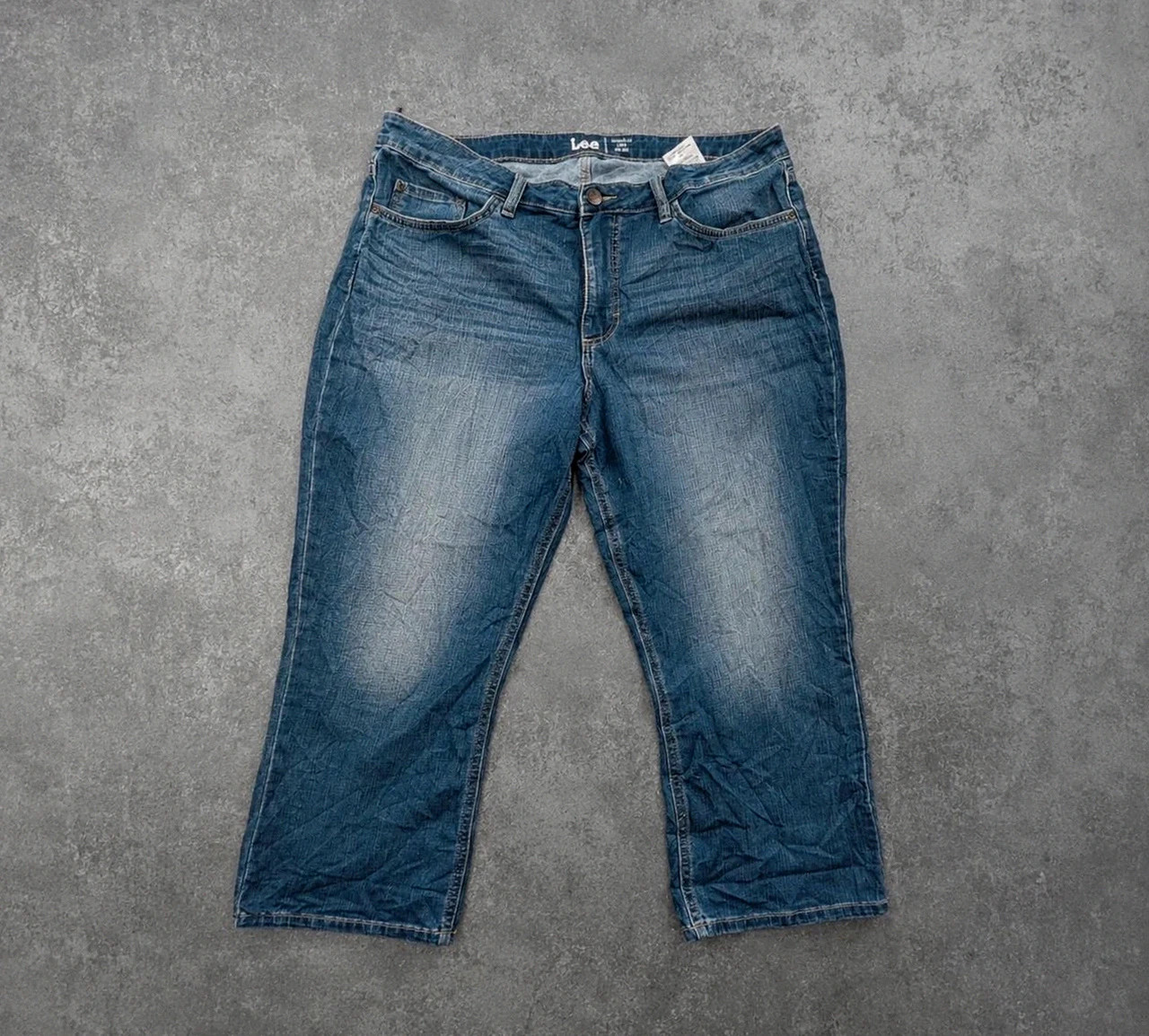 Pantacourt Lee regular fit capri mid rise jean denim bleu femme Fr 44/46 Y2K