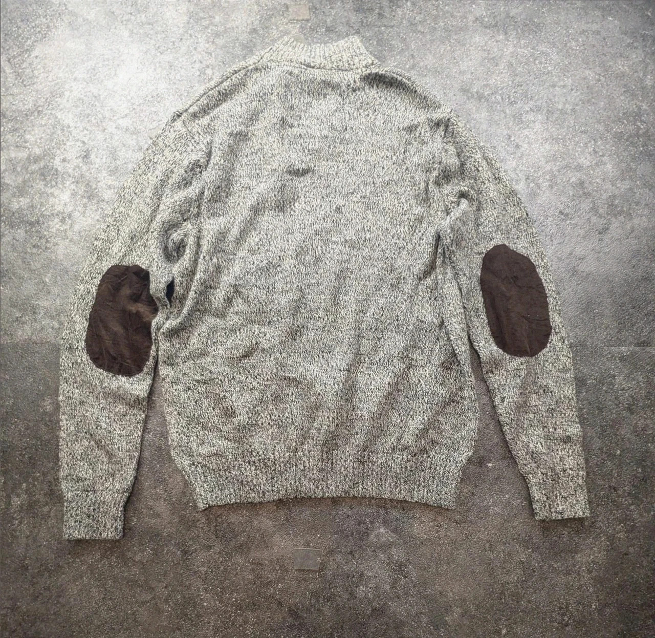 Pull Vintage CHAPS 100% Coton L Chiné Marron Col Boutonné Coudières Preppy – CHAPS – taille L 3