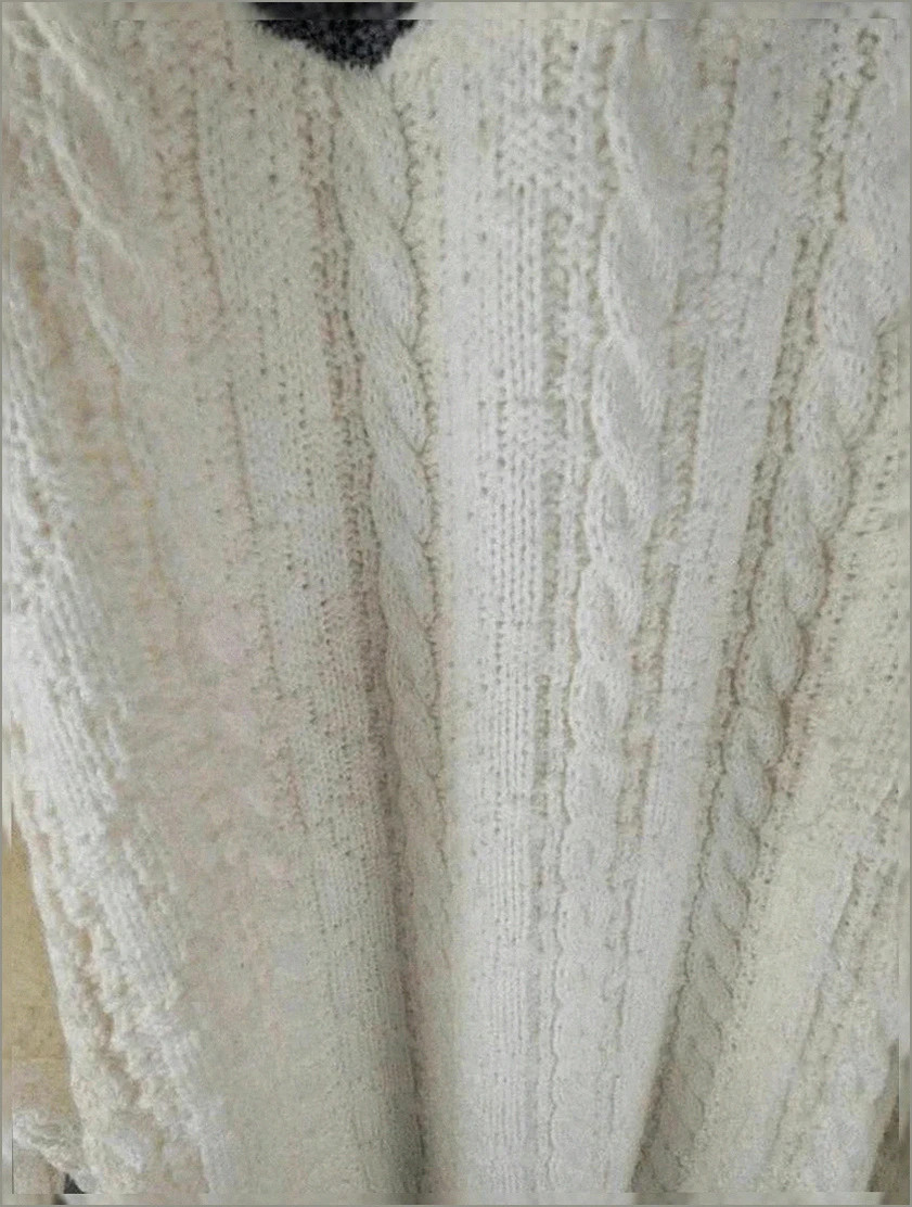 Pull Stéréo écru motif jacquard nordique col rond maille torsadée – taille Lvintage dressing – Vintage Dressing – taille L / 40 / 12 4