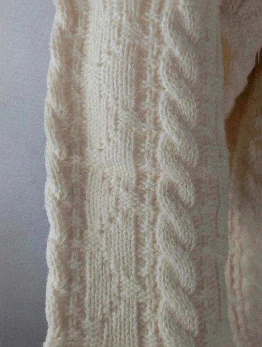 Pull Stéréo écru motif jacquard nordique col rond maille torsadée – taille Lvintage dressing – Vintage Dressing – taille L / 40 / 12 5