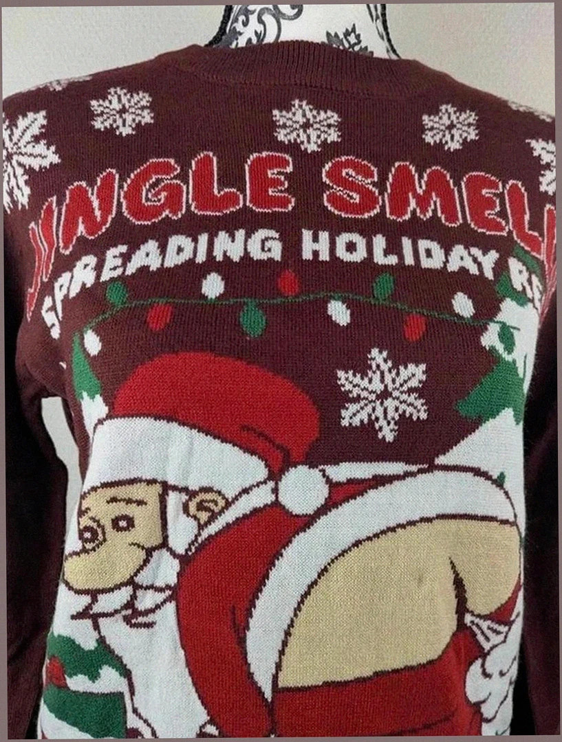 Pull humoristique de Noël Père Noël neuf Seasons Greetings S🎅 – Seasons Greetings – taille S / 36 / 8 2
