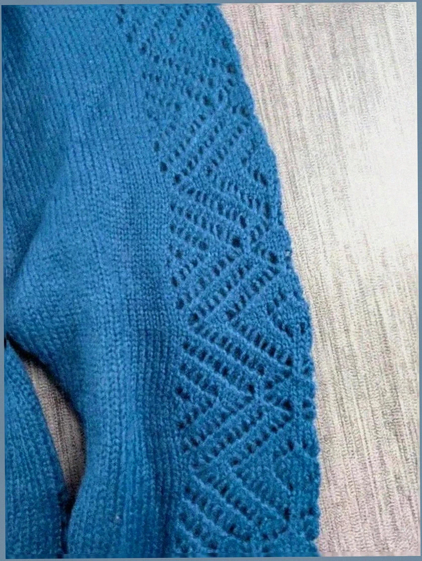 Pull ajouré bleu dentelle manches – Taille 38/40 – Bleu Bonheur 💙 – Bleu bonheur – taille M / 38 / 10 3