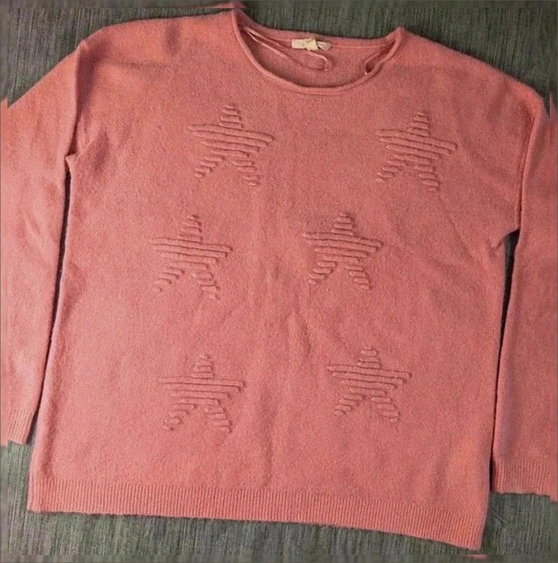 Pull rose Esprit motif étoiles en relief – Taille Xl