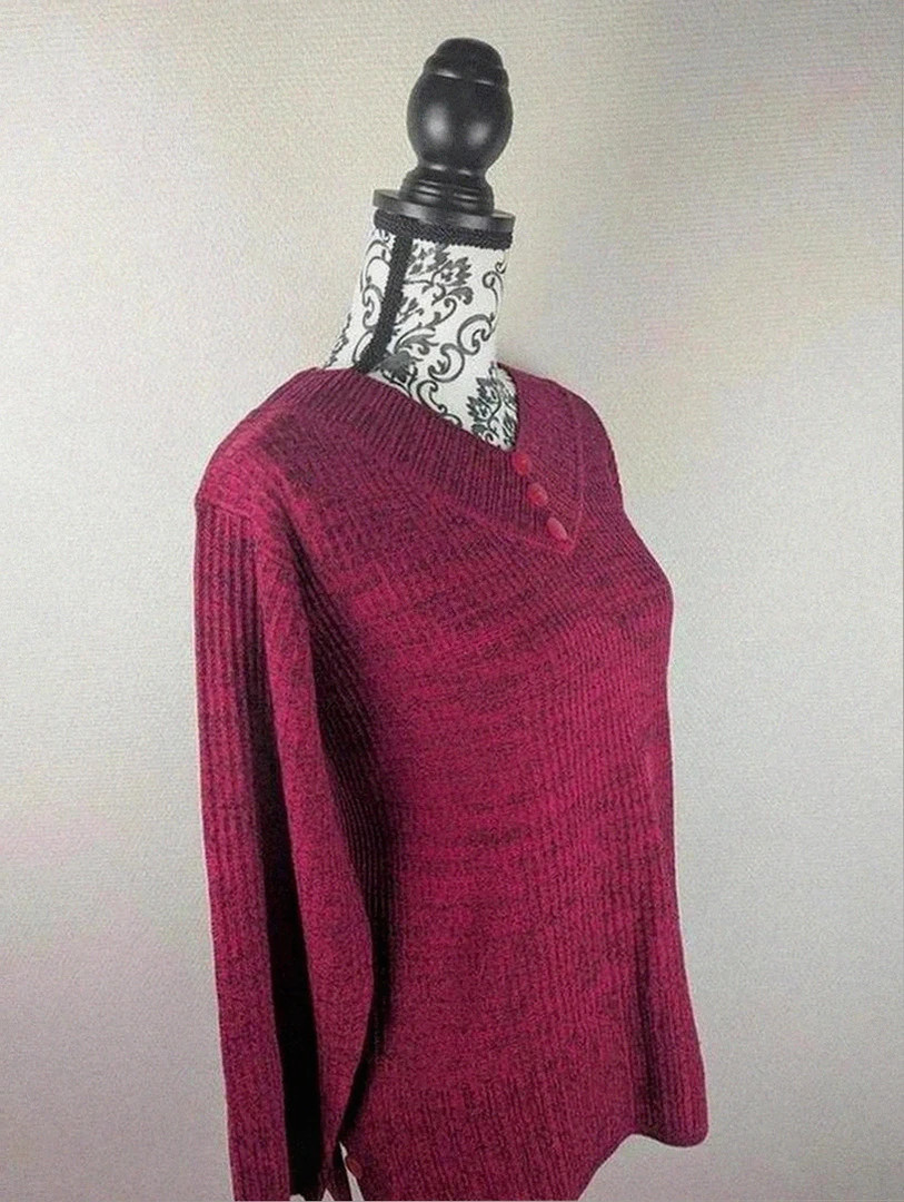 Pull rouge Bleu Bonheur – maille côtelée boutons – taille 48Correspond xl🧵 – Bleu bonheur – taille XL / 42 / 14 2