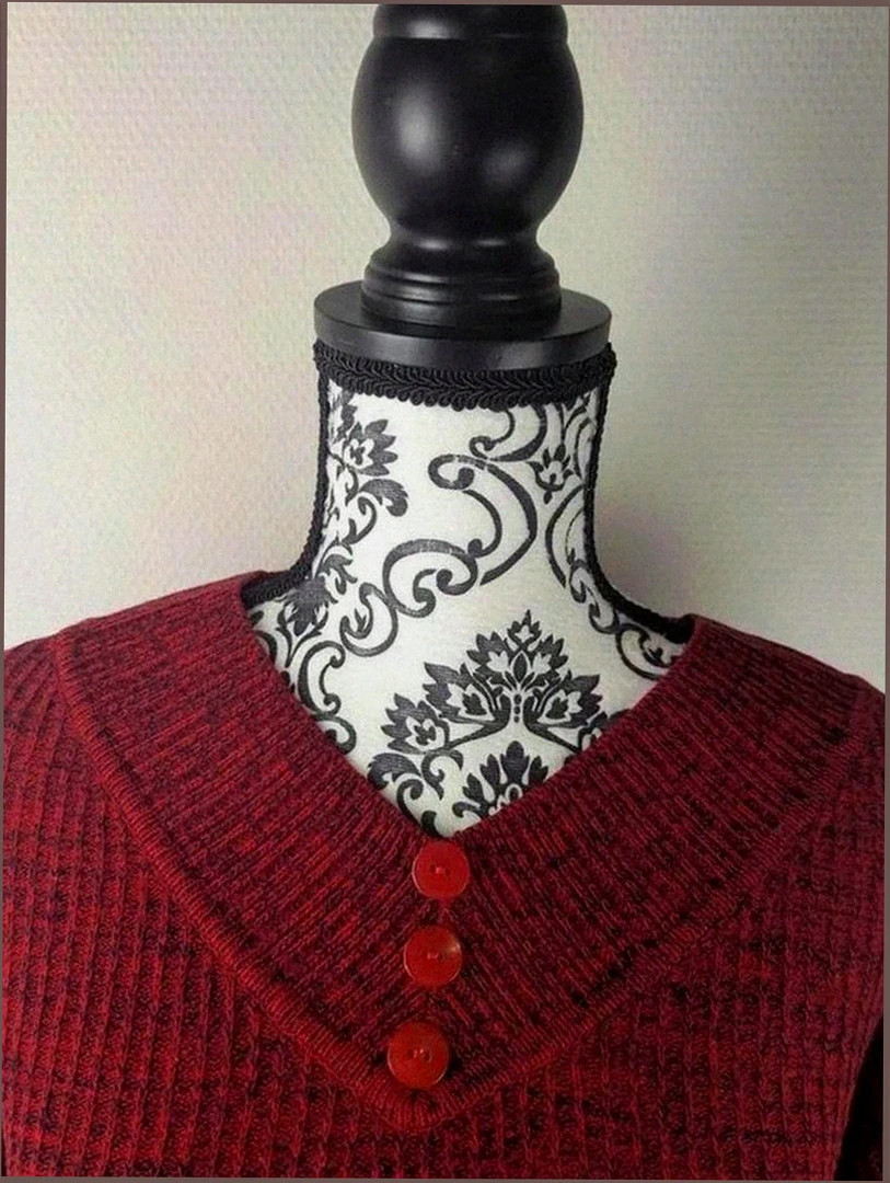 Pull rouge Bleu Bonheur – maille côtelée boutons – taille 48Correspond xl🧵 – Bleu bonheur – taille XL / 42 / 14 4