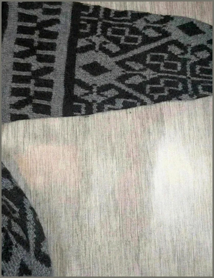 Pull fait main vintage – Motif jacquard – Noir & Gris – XL/XXL – Fait Main – taille XL 4