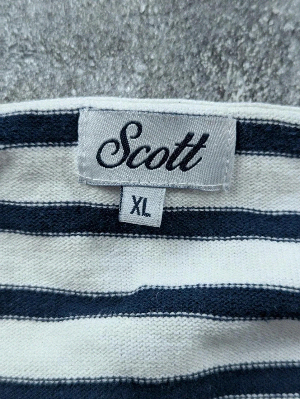 Scott marinière rayée bleu marine écru XL ajusté / L – style marin breton – Scott – taille XL / 42 / 14 3