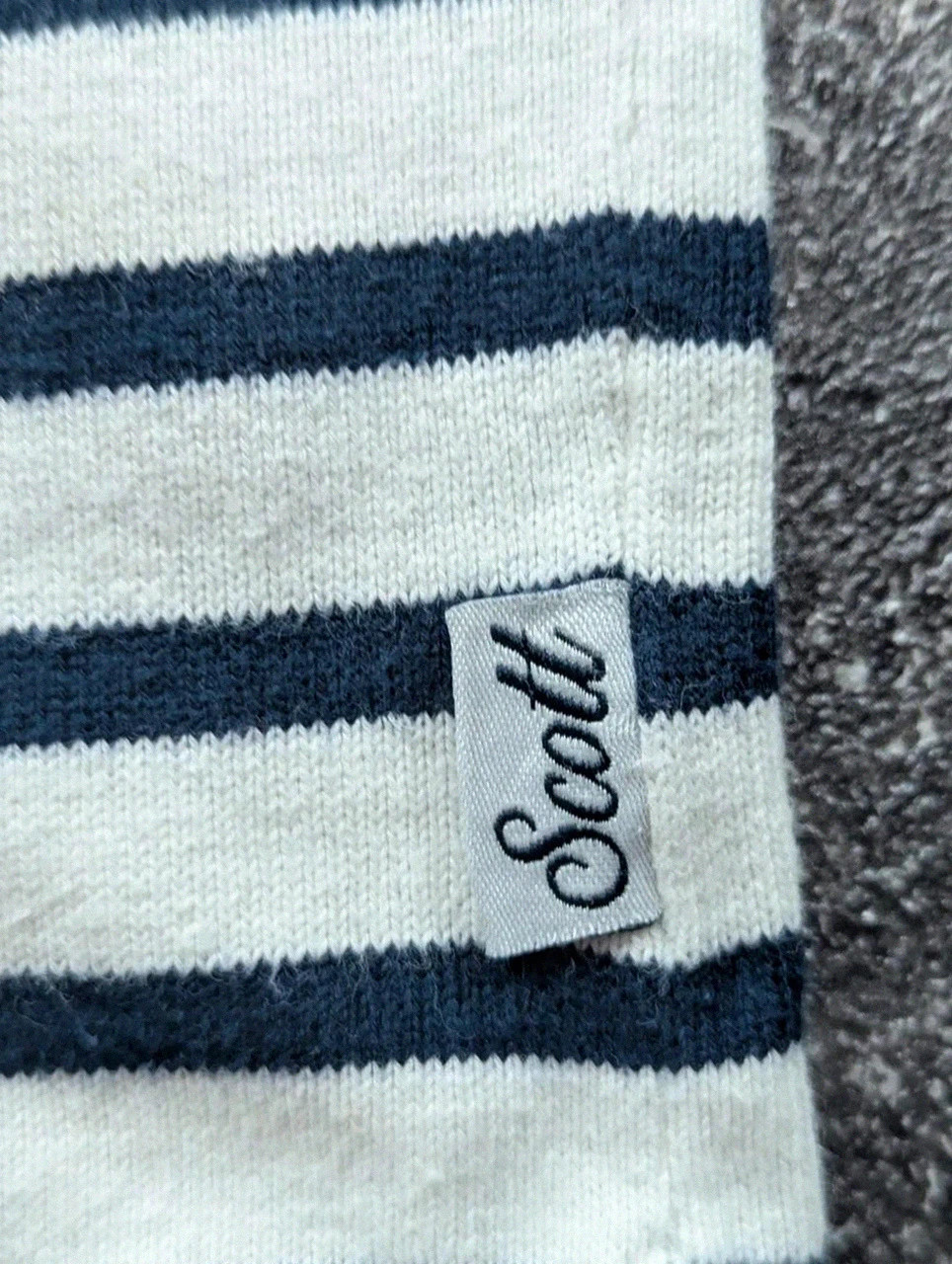 Scott marinière rayée bleu marine écru XL ajusté / L – style marin breton – Scott – taille XL / 42 / 14 4