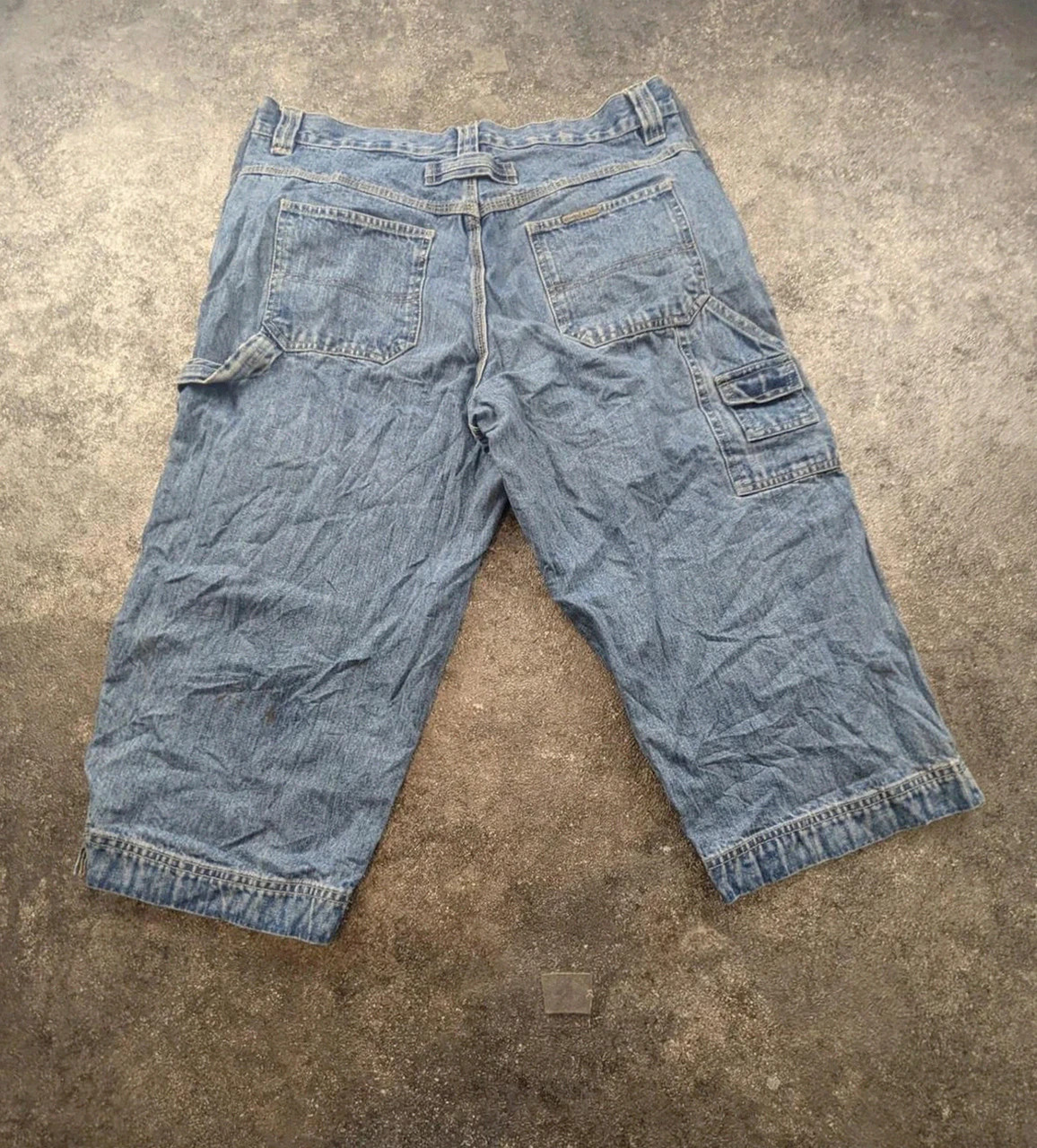 Pantacourt baggy carpenter denim vintage Bleu – style workwear skateur Y2K – Lee – taille L 2
