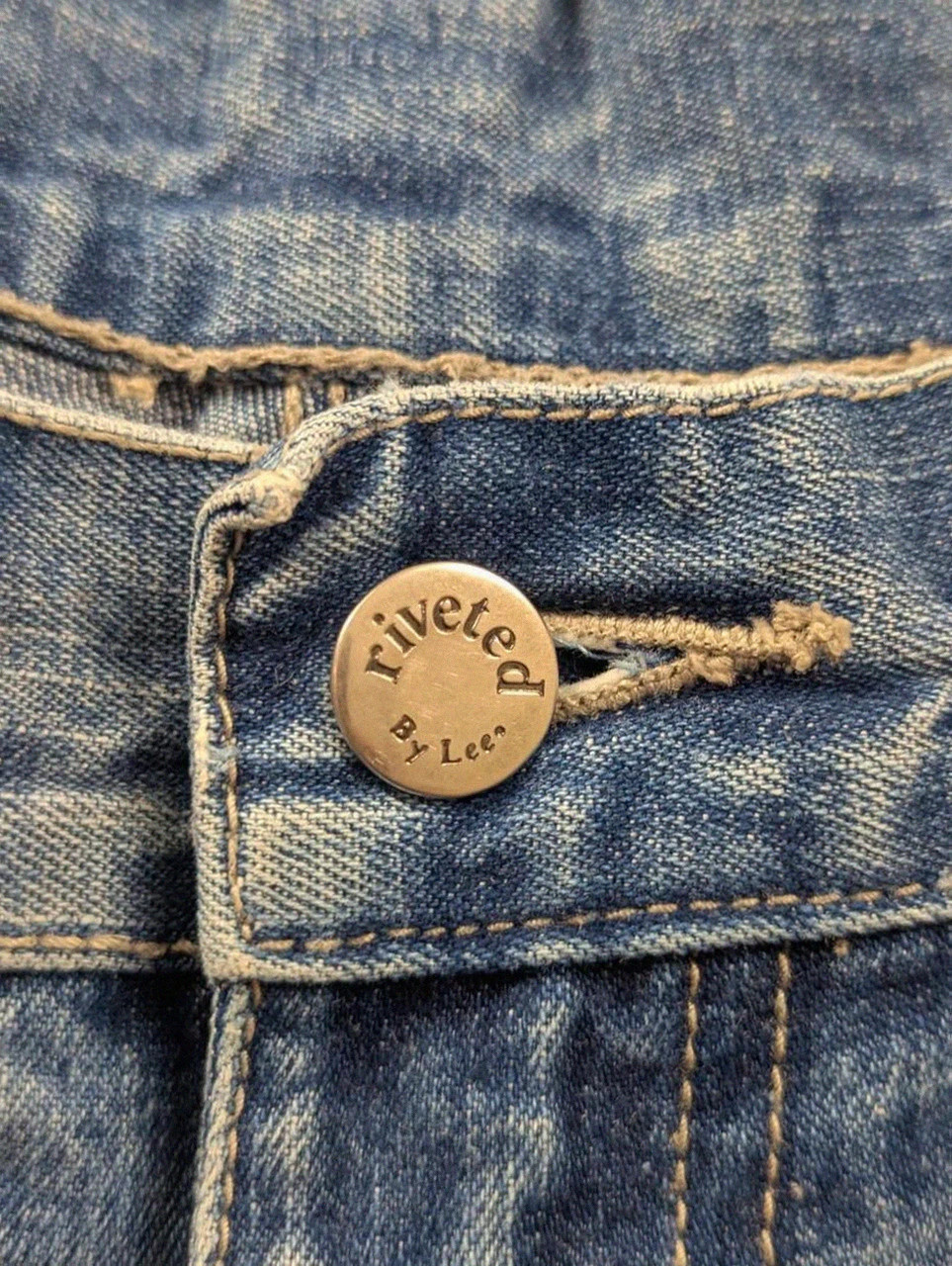 Pantacourt baggy carpenter denim vintage Bleu – style workwear skateur Y2K – Lee – taille L 5