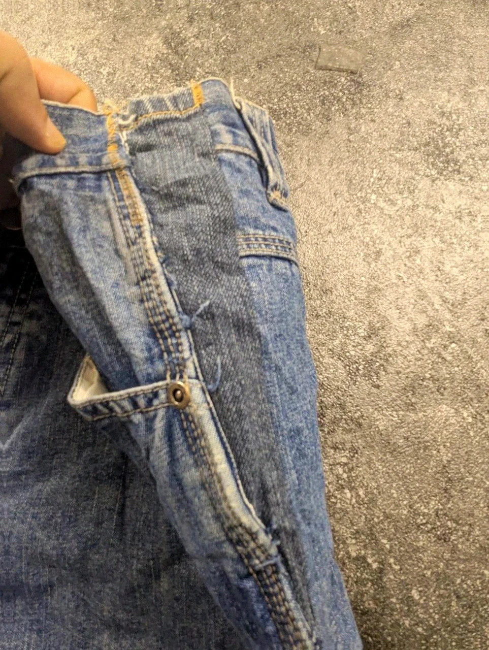 Pantacourt baggy carpenter denim vintage Bleu – style workwear skateur Y2K – Lee – taille L 4