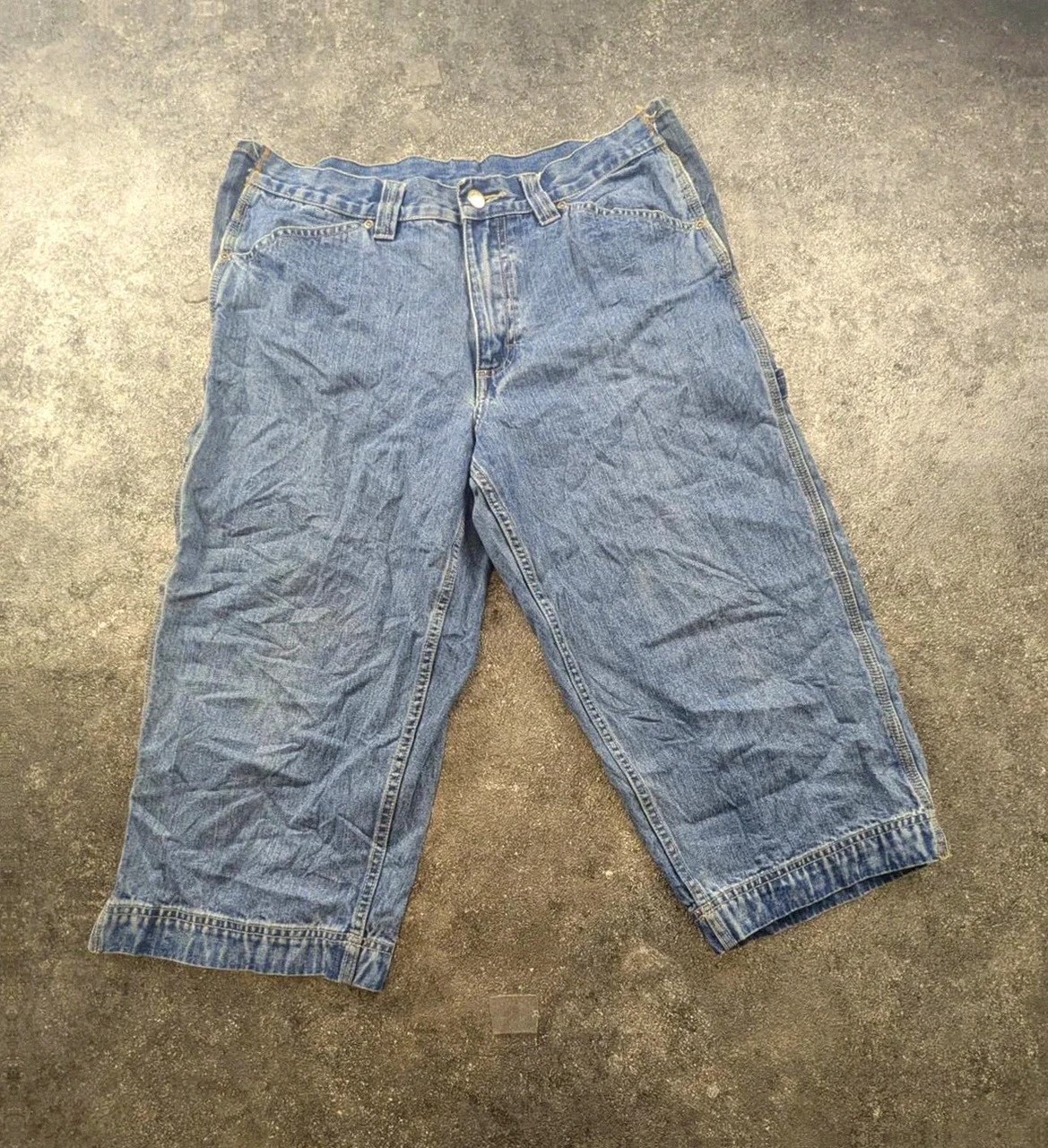 Pantacourt baggy carpenter denim vintage Bleu – style workwear skateur Y2K – Lee – taille L 3