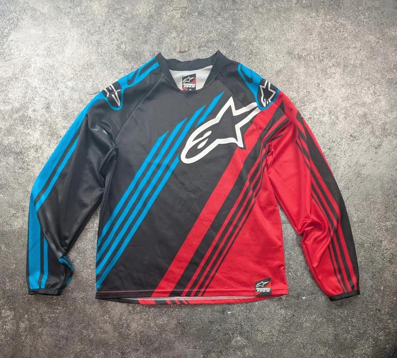 Titre : Maillot motocross Alpinestars Mx noir rouge bleu Xl coupe petit racing enduro – Alpinestars – taille XL 2