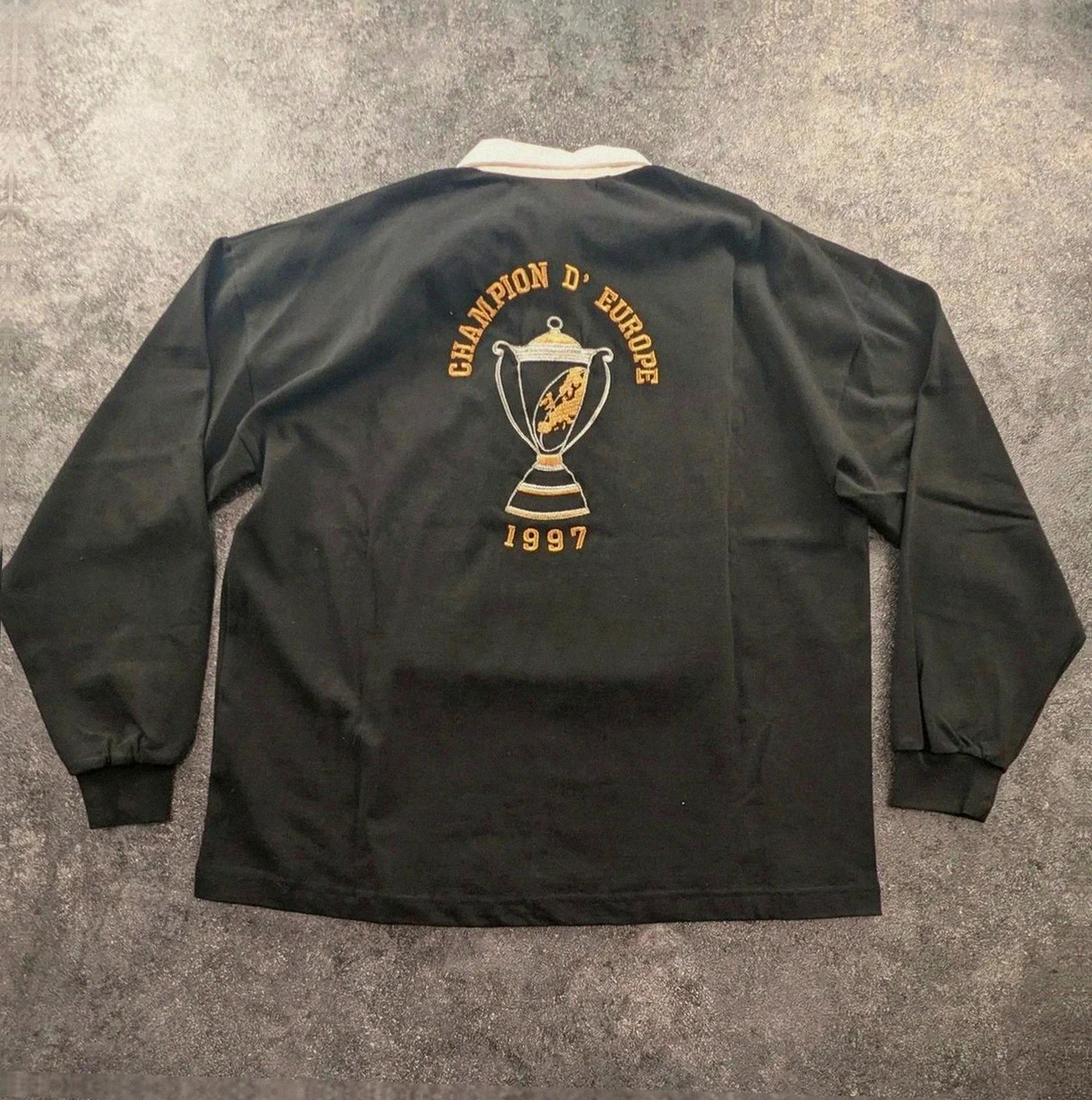 Polo rugby Cab Corrèze Brive Champion du monde 1997 vintage broderie trophée noir Xl collector rare