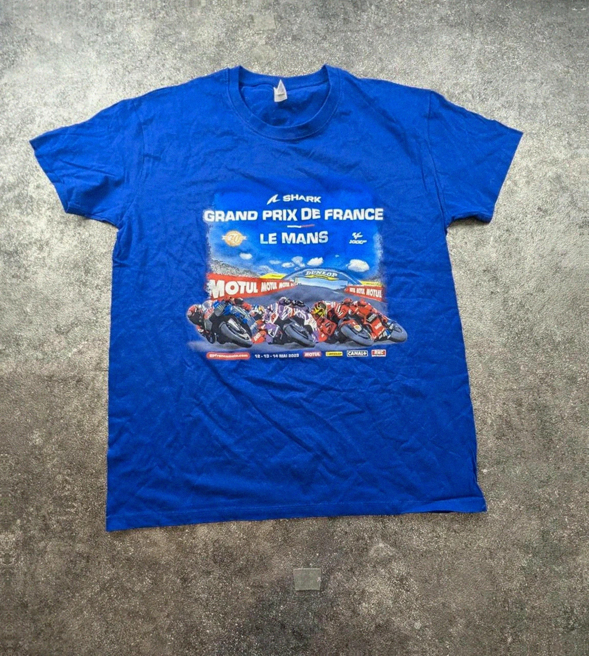 T-shirt Officiel Shark Grand Prix de France Le Mans 2023 MotoGP Moto Racing Bleu Taille L – Vintage Dressing – taille L 2