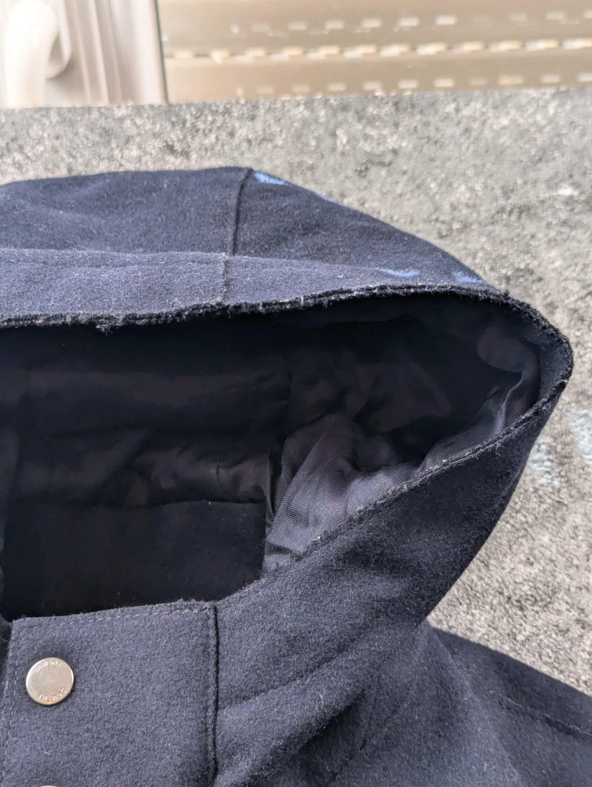 Manteau long vintage Samsøe Samsøe In.Tes.Pra laine – Dark Sapphire – capuche – Samsøe Samsøe – taille M 4