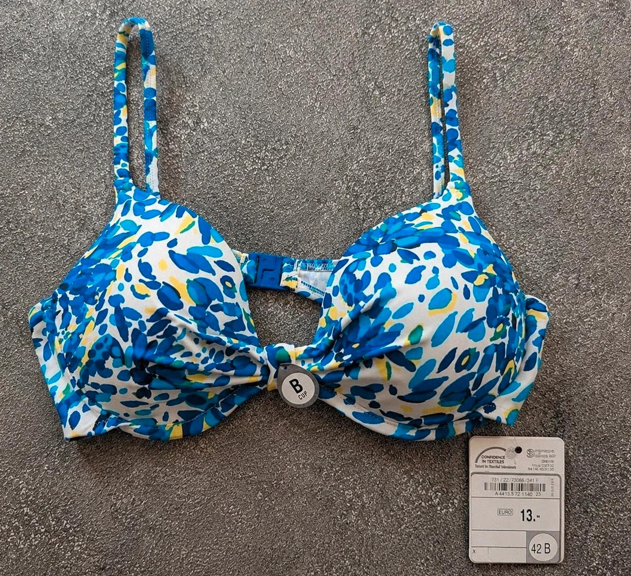 Haut de bikini push-up floral bleu Rodeo taille 42B neuf
