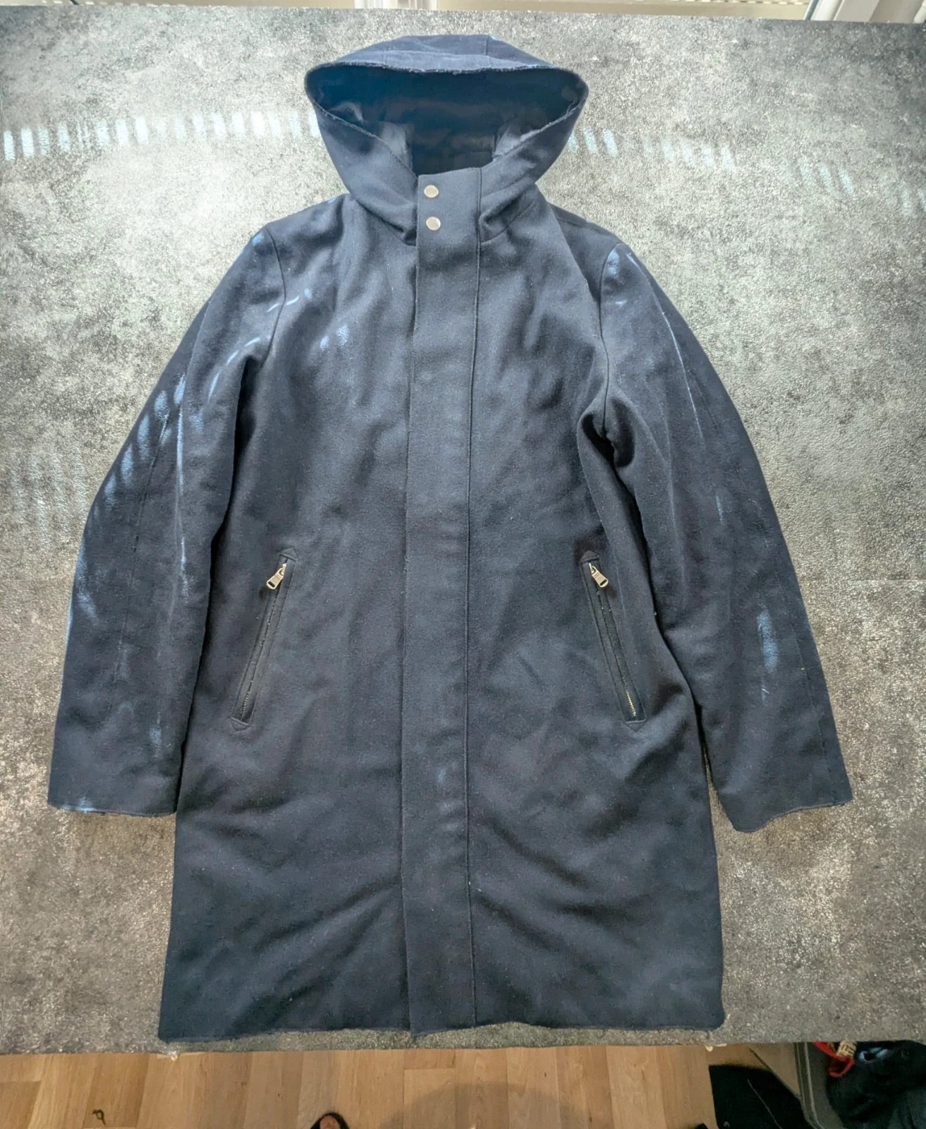 Manteau long vintage Samsøe Samsøe In.Tes.Pra laine – Dark Sapphire – capuche – Samsøe Samsøe – taille M 2