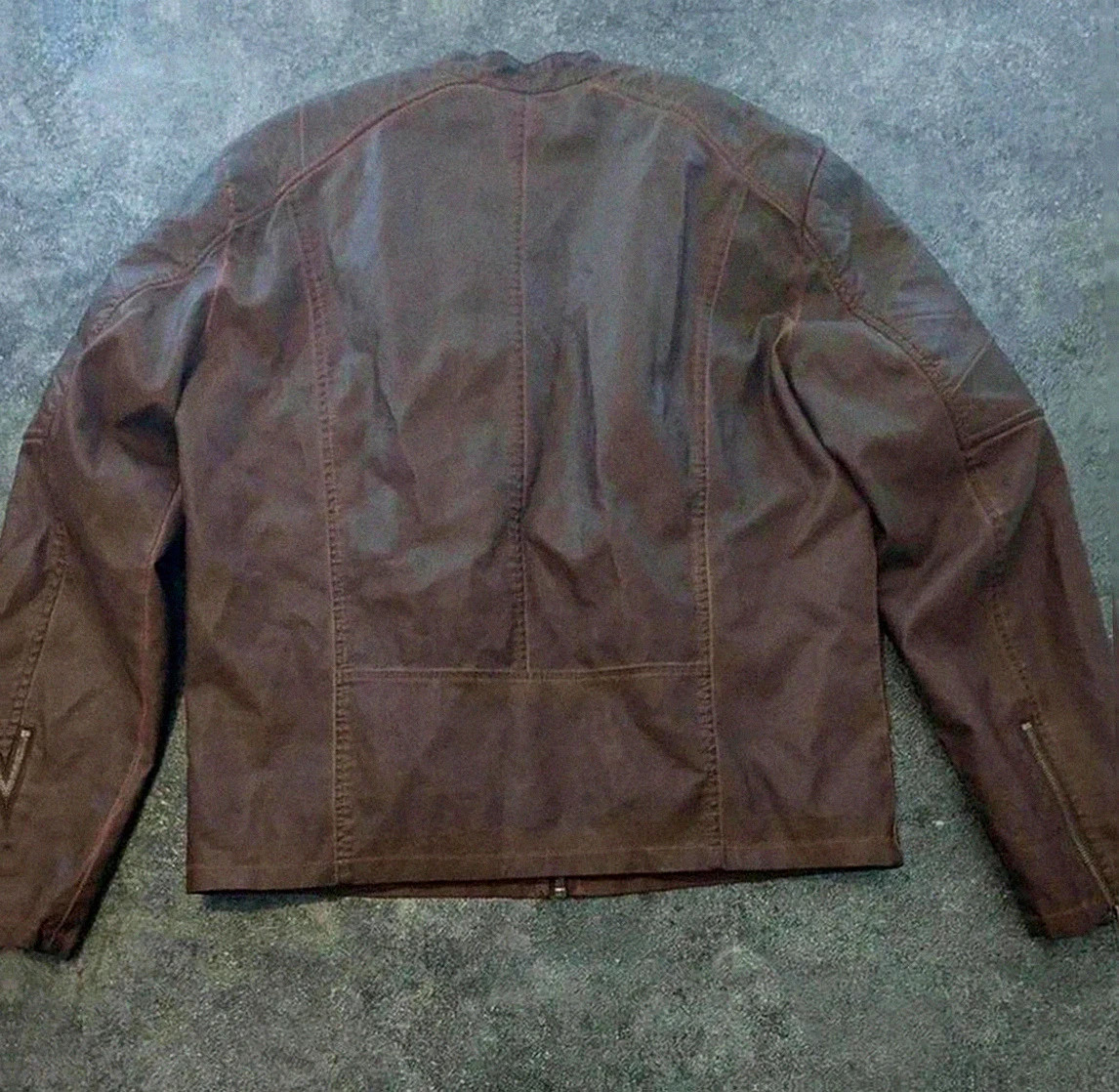 Blouson biker Hi Buxter marron simili cuir taille 54 look vintage dressing casual streetwear – HI Buxter – taille XL 2