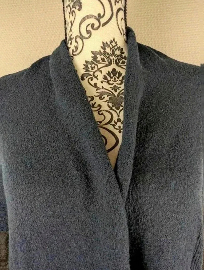 Manteau Maje taille 1 laine et cuir d’agneau bleu foncé élégant hiver luxe – Maje – taille M / 38 / 10 4