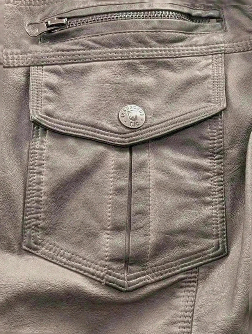 Blouson Indigo style biker en similicuir gris capuche amovible Xxl vintage look streetwear urbain – Indigo – taille XXL 3