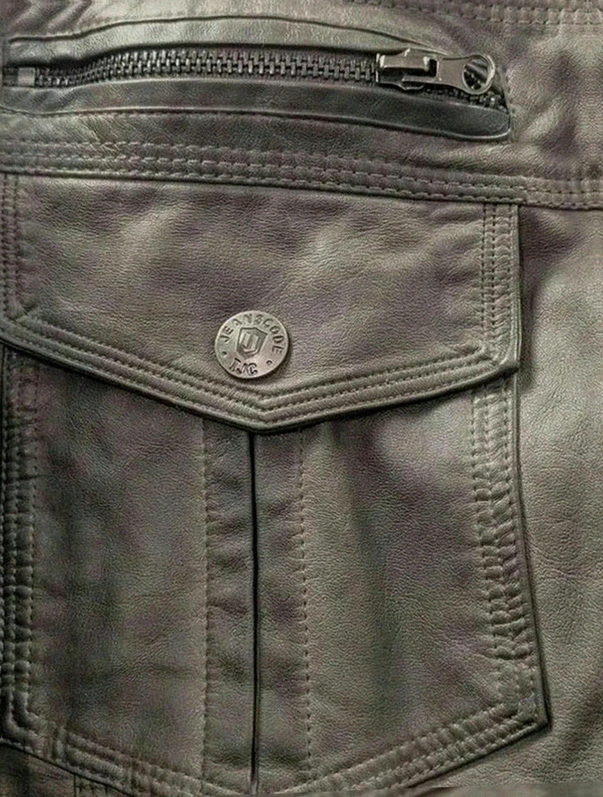 Blouson Indigo style biker en similicuir gris capuche amovible Xxl vintage look streetwear urbain – Indigo – taille XXL 4