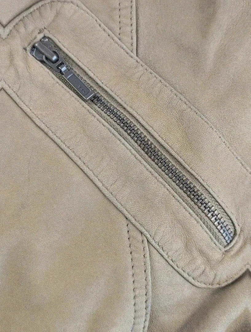 Blouson cuir de mouton Jilani Collection beige taille L 42 style biker aviateur vintage dressing – Jilani – taille XL / 42 / 14 3
