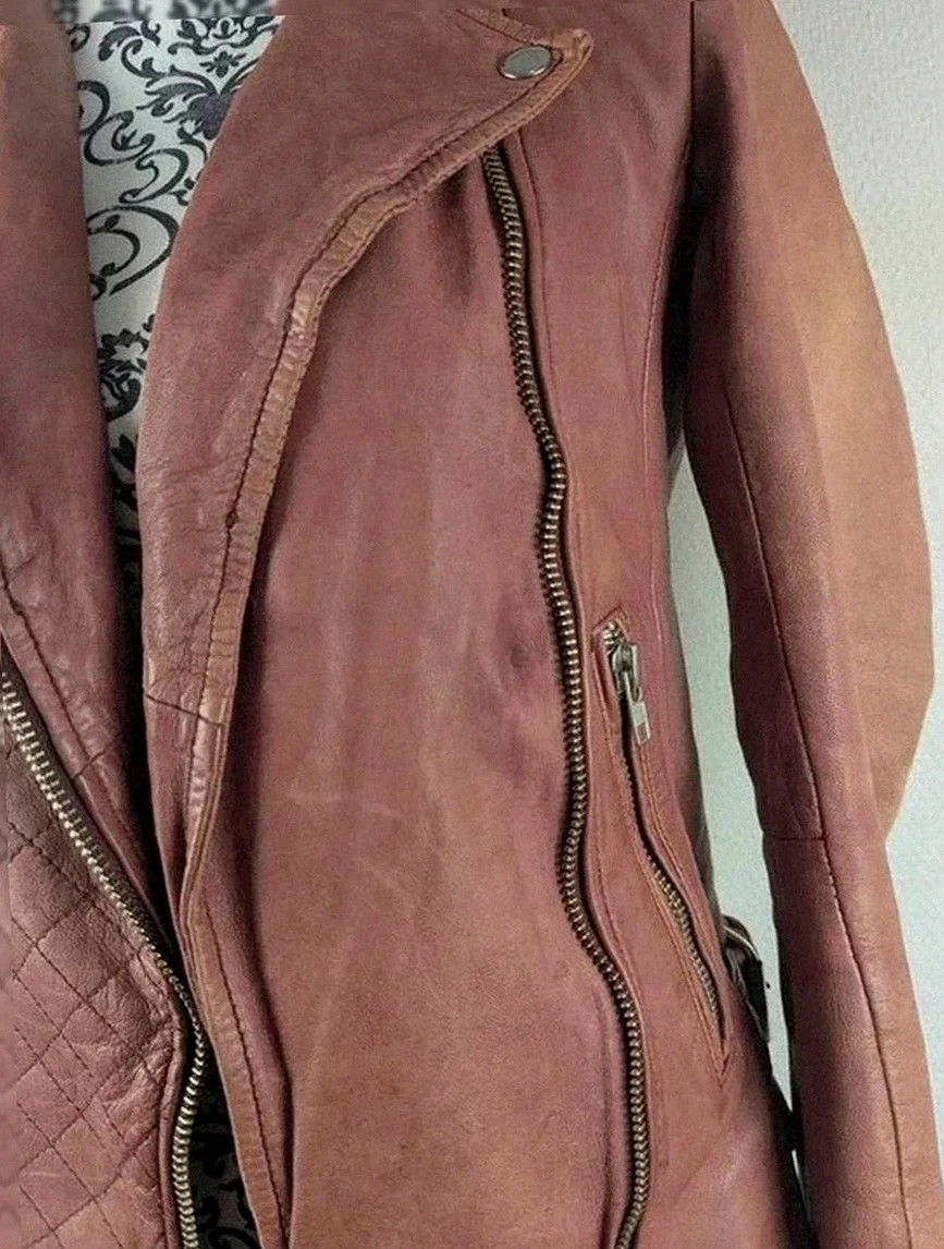Perfecto biker en cuir d'agneau Maje bordeaux patiné taille 36, style rock chic intemporel – Maje – taille XS / 34 / 6 3