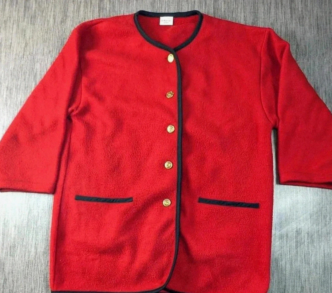 Veste vintage rouge Claire Neuville – boutons dorés ancre – T.42/44 – Claire Neuville – taille XL / 42 / 14