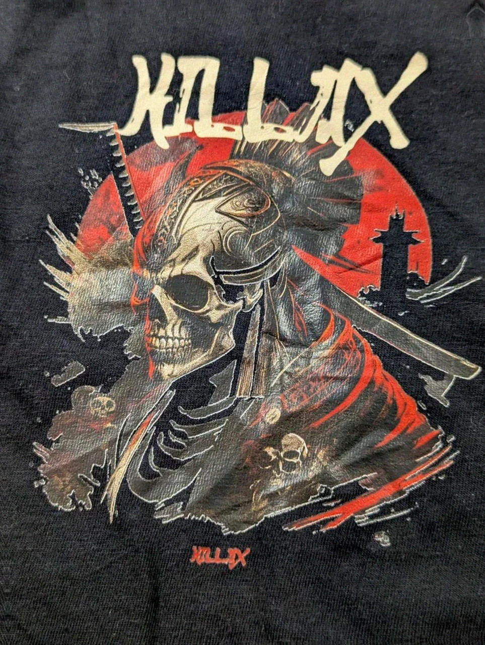 T-shirt Killax skull samouraï noir oversize Xxl 3XL streetwear gothique graphic tee – Vintage Dressing – taille XXL 5