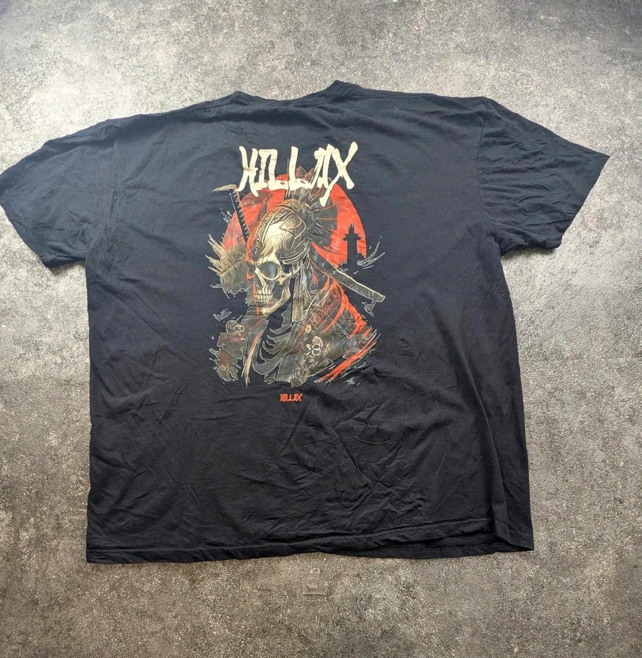 T-shirt Killax skull samouraï noir oversize Xxl 3XL streetwear gothique graphic tee – Vintage Dressing – taille XXL 2