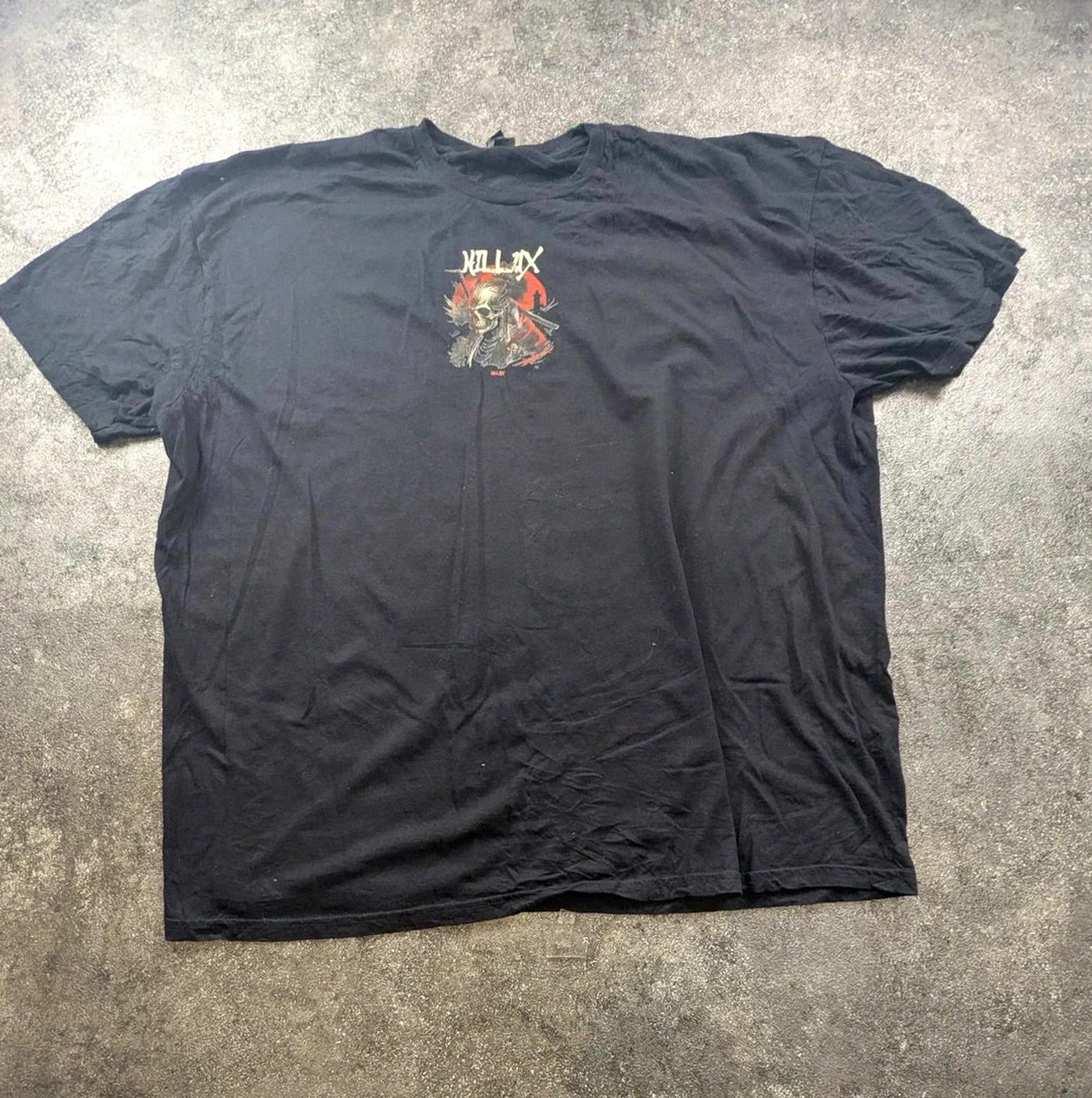 T-shirt Killax skull samouraï noir oversize Xxl 3XL streetwear gothique graphic tee – Vintage Dressing – taille XXL 3