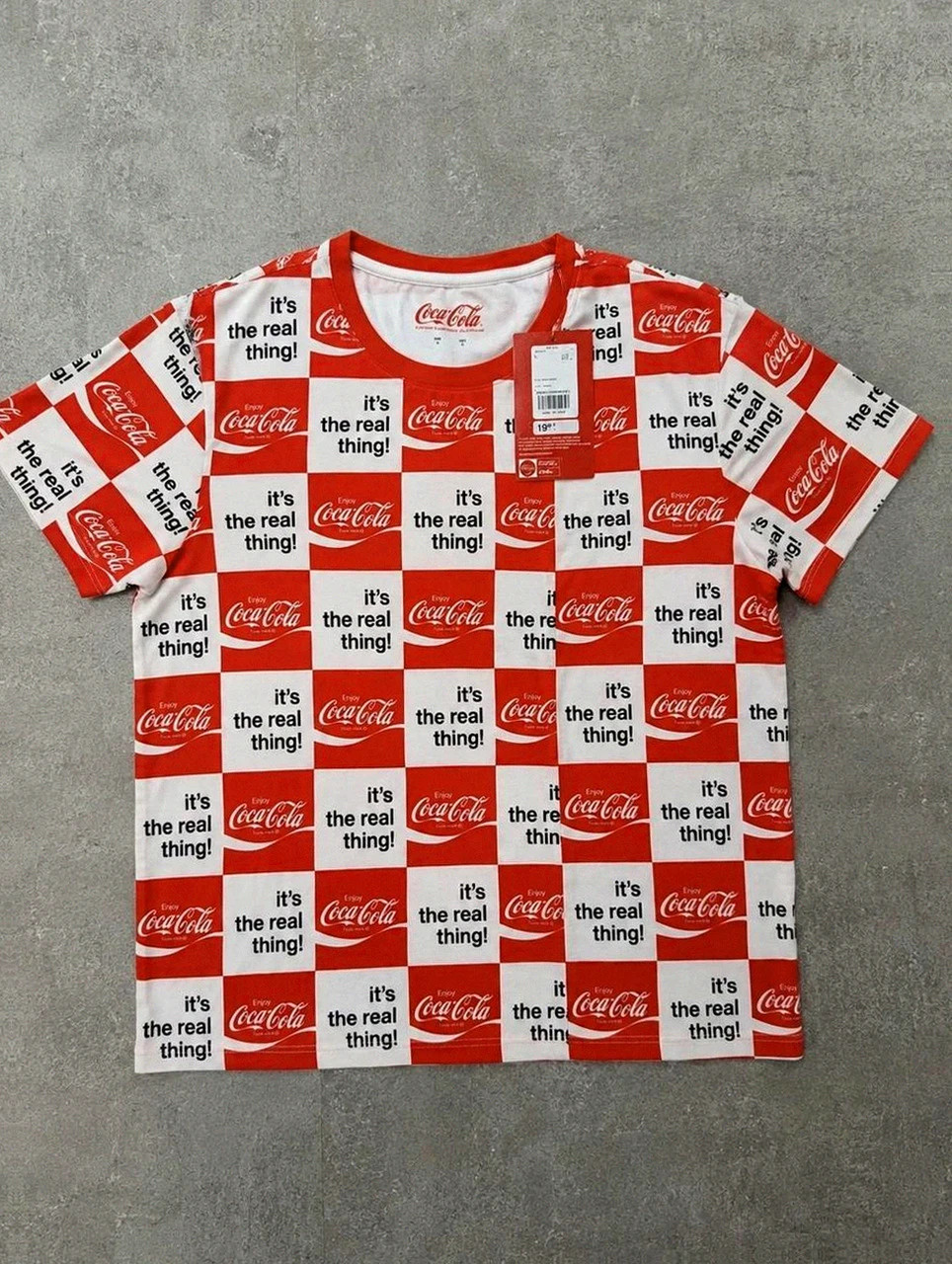 T-shirt Coca-Cola Officiel Collector 2019 Neuf avec Étiquette Damier "It's The Real Thing" Taille L