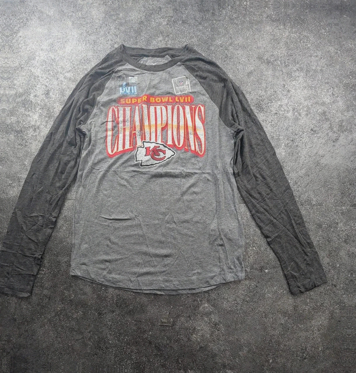 T-shirt manches longues nfl kansas city chiefs super bowl lvii gris raglan M football – Fanatics – taille M 2