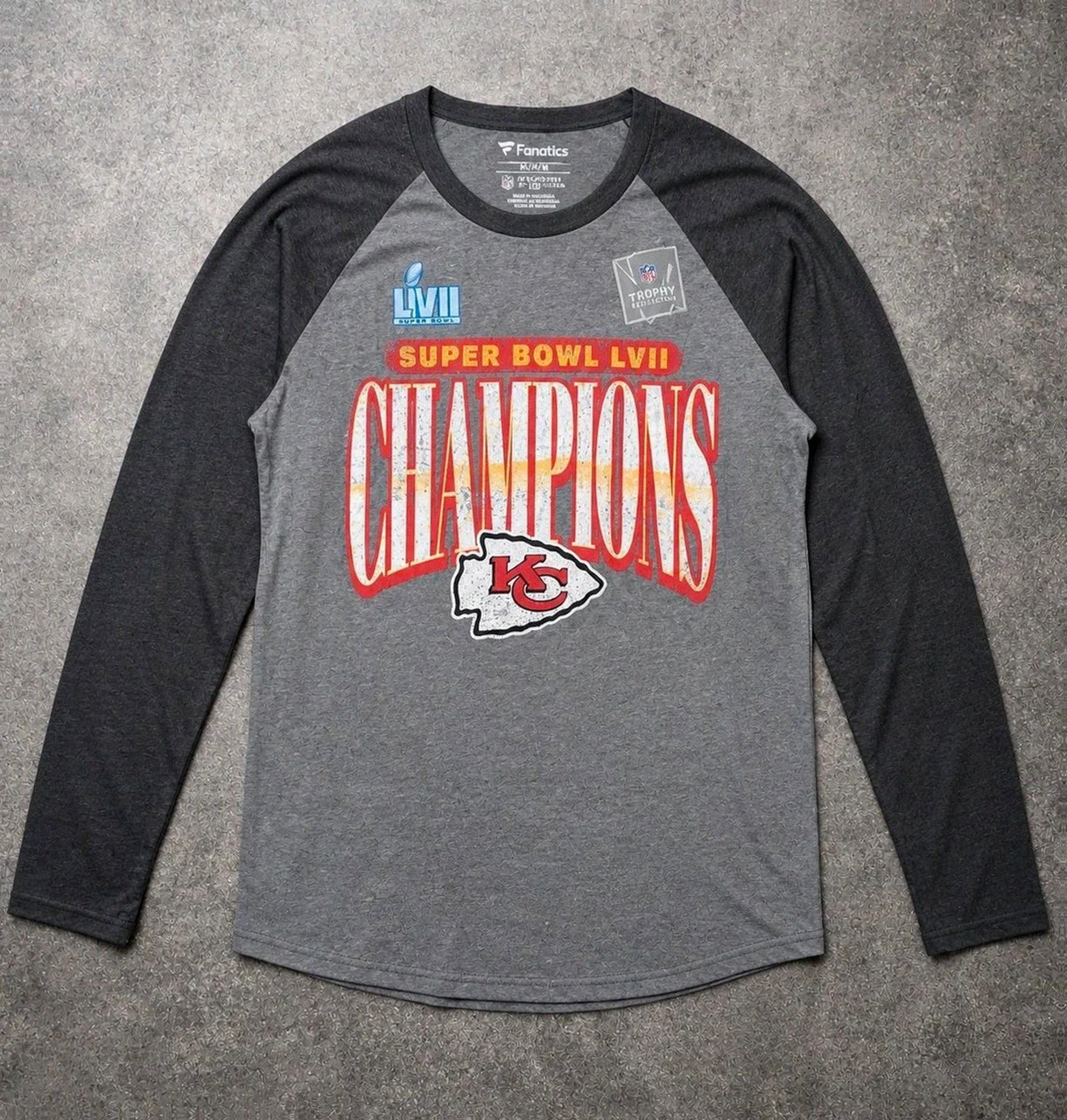 T-shirt manches longues nfl kansas city chiefs super bowl lvii gris raglan M football